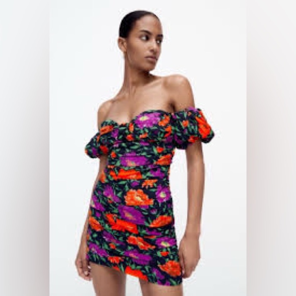 Zara M Floral Puff Sleeve Dress